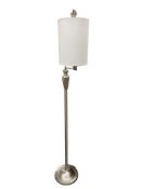 STAINLESS STEEL SATIN FINISH HOME DECOR FLOOR LAMP WITH ADJUSTABLE ARM AND NAUTILUS SHELL FINIAL