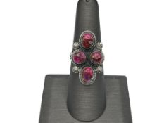 NATIVE AMERICAN DESIGN STERLING SILVER KINGMAN DAHLIA COMPOSITE STONE RING