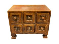 RUSTIC VINTAGE INDIAN WOODEN SPICE & APOTHECARY BOX WITH SIX DRAWERS