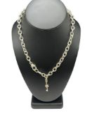 STERLING SILVER CHAIN LINK HEART LOCK AND KEY NECKLACE