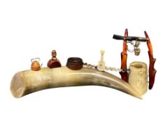 19TH CENTURY GYPSY STEER HORN FOLK ART