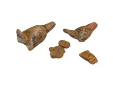 PRE-COLUMBIAN EFFIGY POTTERY WHISLTES AND POTTERY SCHARDS POLYCHROME