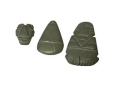 PRE-COLUMBIAN HAND CARVED GREEN HARDSTONE AXE GOD PENDANTS