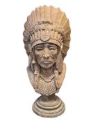 APSIT BROS OF CALIF. CAST CEMENT NATIVE AMERICAN CHIEF BUST CIRCA 1970'S / 1980'S