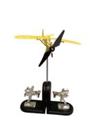 DIE-CUT METAL AIRPLANE GARDEN STAKE AND PIER 1 ART DECO STYLED POLISHED AIRCRAFT BOOKENDS