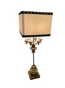 STIFFEL STYLED BRASS AND FACETED GLASS TALL TABLE LAMP