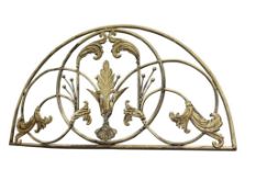 VINTAGE WROUGHT METAL DESIGN RUSTIC SCROLL AND FLORAL ARCHITECTURAL ARCHED TRANSOM