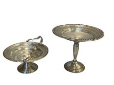 LA PIERRE AND EMPIRE VINTAGE 20TH CENTURY WEIGHTED STERLING SILVER BASKET AND COMPOTE