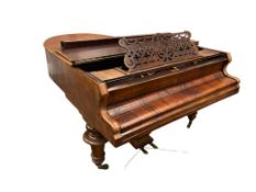 19TH CENTURY GUSTAV HOFBAUER, WIEN EXOTIC VERTICAL GRAIN WALNUT BABY GRAND PIANO
