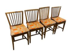 SET FOUR ANTIQUE PROVINCIAL GEORGIAN SHERATON SUFFOLK ELM CHAIRS FROM THE LEVI STRAUSS ESTATE