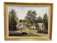 MALCOM GEARING BRITISH ARTIST ORIGINAL OIL ON CANVAS LANDSCAPE PAINTING OF ENGLISH COTSWOLDS