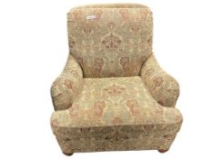 ETHAN ALLEN DESIGNER TRADITIONAL STYLE UPHOLSTERED ACCENT CHAIR FEATURING BROCADE FABRIC