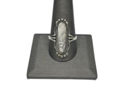 NATIVE AMERICAN DESIGN STERLING SILVER WHITE BUFFALO RING