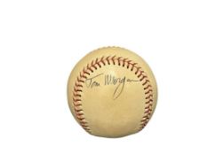 TOM MORGAN FORMER AMERICAN BASEBALL PITCHER AUTOGRAPHED BASEBALL