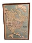 1916 RELIEF MAP OF NORTH AMERICA MADE BY ATLAS RELIEF MAP CO. CHICAGO, ILL.