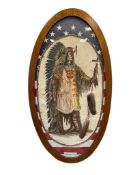 LARGE PEN AND INK DRAWING / PAINTING OF NATIVE AMERICAN BLACK ROCK BAND CHIEF OF THE TETON SIOUX