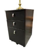 THREE DRAWER ROLLING FILING CABINET WITH CHROME FINISH HANDLES