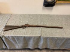ANTIQUE 19TH CENTURY POSSIBLY CIVIL WAR U.S. MILITARY DOUBLE BARREL 12 GAUGE SHOTGUN