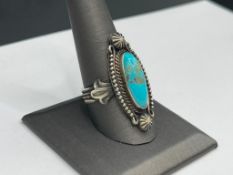 VINTAGE NAVAJO M&R CALLADITTO ARTIST SIGNED TURQUOISE RING