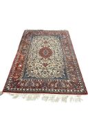 VINTAGE PERSIAN ISFAHAN LOW WOOL PILE AREA RUG