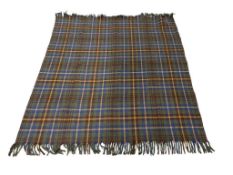 PENDLETON STYLE PLAID WOOL THROW BLANKET WITH TASSELS