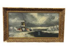 SIGNED RAYMOND ORIGINAL OIL ON CANVAS PAINTING DEPICTING DUTCH LANDSCAPE AND WINDMILL