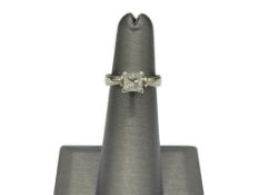 14K WHITE GOLD 1.00CT PRINCESS CUT DIAMOND ENGAGEMENT RING