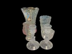 ASSORTED CRYSTAL AND PRESSED GLASS TABLEWARE AND VASES
