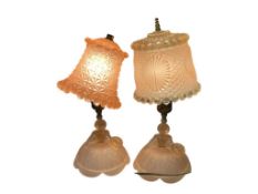 VINTAGE L.E. SMITH SOUTHERN BELLE FROSTED GLASS FIGURAL ACCENT TABLE LAMPS