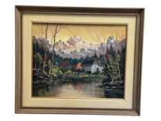 VERNON WOOD AMERICAN ARTIST ORIGINAL OIL ON CANVAS LANDSCAPE PAINTING