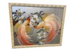 MID-CENTURY BIRDS OF PARADISE PAINTING ON PAPER SIGNED