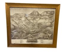 REPRINT OF 1871 BIRDS EYE VIEW OF NEVADA, NEVADA COUNTY DRAWN BY AUGUSTUS KOCH.