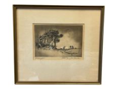 JOE KNOWLES WASHINGTON ARTIST DRY POINT ETCHING TITLED WIND SWEPT NO. 133 SECOND EDITION