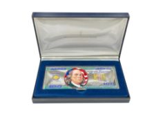 2000 COLORIZED .999 FINE SILVER FOUR TROY OUNCE SILVER $100 CURRENCY NOTE