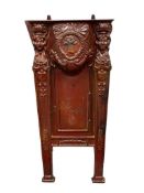 ANTIQUE 1920'S HEYWOOD-WAKEFIELD ART NOUVEAU BURGUNDAY POLYCHROME CAST IRON THEATRE SEAT SIDE