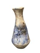 ARTISAN HAND CRAFTED 20TH CENTURY POTTERY VASE WITH TEXTURED BLUE AND WHITE GLAZE