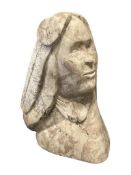 MIKE TOLEDO ARIZONA NAVAJO SCULPTOR LARGE CARVED ALABASTER SCULPTURE BUST