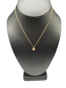 14K YELLOW GOLD ROUND CUT CZ PENDANT ON 14K YELLOW GOLD CHAIN NECKLACE
