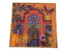 STEPHANIE HILTON LOCAL RENO, NV ARTIST INK, PEN, ACRYLIC PAINTING TITLED THE COCK DOTH CROW