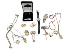 ASSORTED COSTUME JEWELRY INCLUDING RINGS, NECKLACES, WATCHES, AND MORE