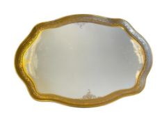 ANTIQUE GILT DECORATED PORCELAIN SERVING PLATTER WITH ENCRUSTED RIM