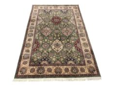 20TH CENTURY SHAPUR OUSHAK GREEN AND CREAM AREA RUG TRADITIONAL DESIGN