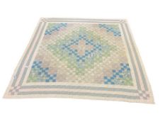 VINTAGE HANDMADE SQUARE BLOCK DESIGN FLORAL QUILT