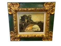 HUBERT ROBERT FRENCH ARTIST REPRODUCED PRINT ON CANVAS TITLED THE OLD BRIDGE