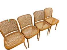 FOUR VINTAGE JOSEF HOFFMANN MODEL 811 THONET BENTWOOD BAUHAUS CHAIRS FEATURING CANE BACK AND SEATS