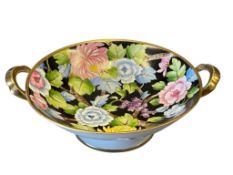 20TH CENTURY HAND PAINTED NIPPON PORCELAIN FOOTED BOWL
