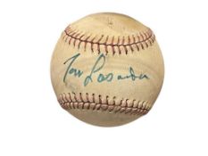 TOM LASORDA FORMER AMERICNA BASEBALL PITCHER AND MANAGER AUTOGRAPHED BASEBALL
