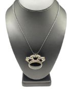 VINTAGE DESIGNER SIGNED STERLING SILVER AND BLACK ONYX WESTERN HORSE MOTIF PENDANT NECKLACE