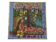 STEPHANIE HILTON LOCAL RENO, NV ARTIST INK, PEN, ACRYLIC PAINTING TITLED THE LITTLE GARDEN 1998