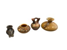 FOUR PIECES OF POTTERY INCLUDING NATIVE AMERICAN POTTERY